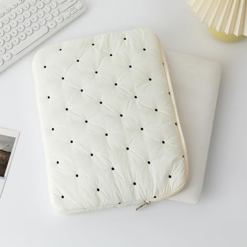 13 Inch Laptop Sleeve, Slim Polka Dot Laptop Case with Zipper, Portable Protective Sleeve for Notebook for Women Men - color: Black-Dot