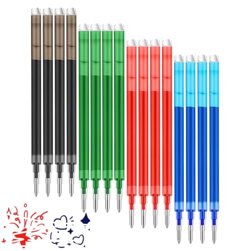 0.7 mm Erasable Gel Ink Pen Refills Compatible with Frixion Friction, Smooth Writing Multicolor Retractable Fine Point Pen Refill for School Office Home Art (4 Colors, 16) - style: 4 Colors
