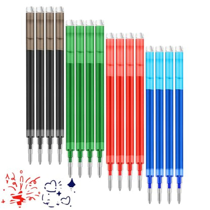 0.7 mm Erasable Gel Ink Pen Refills Compatible with Frixion Friction, Smooth Writing Multicolor Retractable Fine Point Pen Refill for School Office Home Art (4 Colors, 16) - style: 4 Colors
