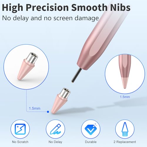 Stylus Pen for iOS&Android Touch Screens, Active Pencil for Samsung, Smart Digital Stylus Pens for Lenovo/Huawei/Vivo/Mi Tablets, iPhone/Google Pixel Smart Phones Drawing&Writing (Rose Gold) - color: Rose Gold