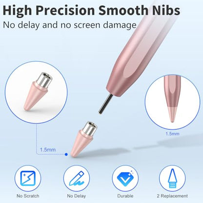 Stylus Pen for iOS&Android Touch Screens, Active Pencil for Samsung, Smart Digital Stylus Pens for Lenovo/Huawei/Vivo/Mi Tablets, iPhone/Google Pixel Smart Phones Drawing&Writing (Rose Gold) - color: Rose Gold