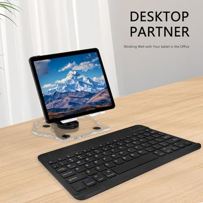 for Bluetooth Keyboard, Cute Tablet Stand Adjustable Adjustable & Foldable, Wireless Rechargeable Keyboard for iPad, iPad Pro/Mini/Air， Samsung Xiaomi Tablets, etc - Black - color: A-Keyboard-Black