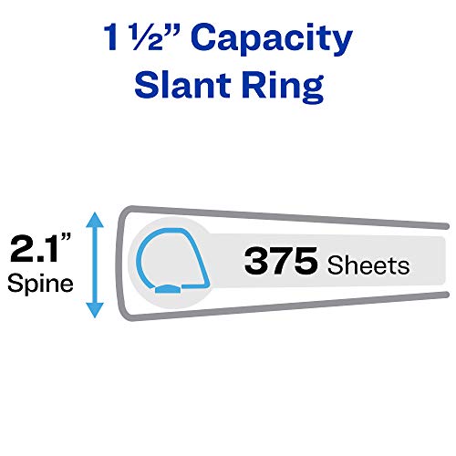 Avery Durable View 3 Ring Binder, 1-1/2 Inch Slant Rings, 4 Black Binders (05738) - size: 1.5"