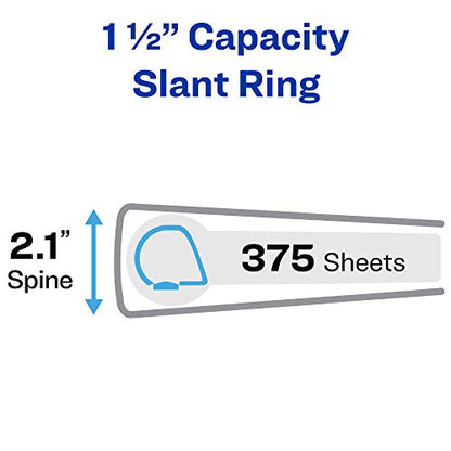Avery Durable View 3 Ring Binder, 1-1/2 Inch Slant Rings, 4 Black Binders (05738) - size: 1.5"