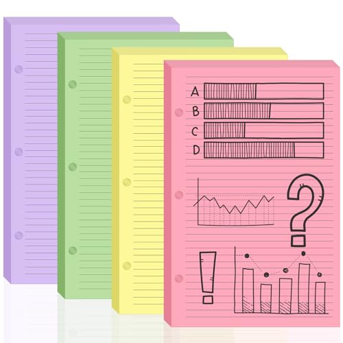 College Ruled Paper 5.5 x 8.5 Colored Loose Leaf Paper Half Letter Lined Paper 3 Hole Punched 100 Sheet College Ruled Loose Leaf Notebook Paper lined paper binder refill Fits 3 Ring Binders For Office - style: Lined
