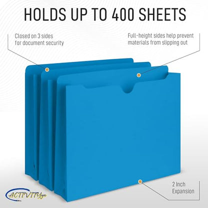Blue File Jackets, 2 Inch Expansion, Letter Size, Reinforced Straight-Cut Tab, 6 Pack - color: Blue, style: 2 Inch Expansion