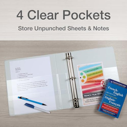 Cardinal 3 Ring Binder, 1 Inch Premier Easy Open Binder, ONE-Touch Locking Slant-D Rings, 250-Sheet Capacity, ClearVue Cover, PVC-Free, White (10300CB) - size: 1-Inch (Pack of 1)