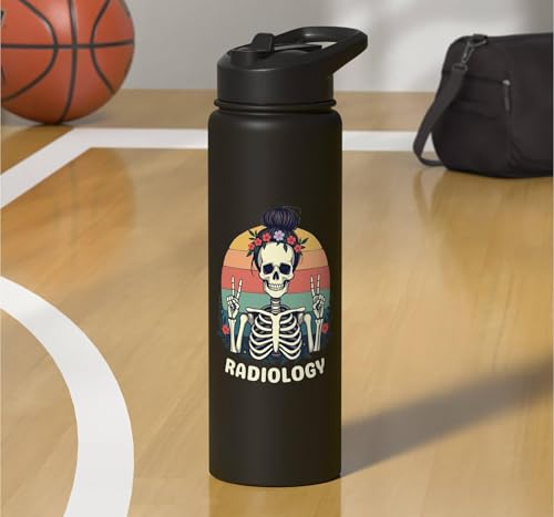 Funny Radiology Student Graduation Xray Technician Men Women Stainless Steel Insulated Water Bottle - color: Black