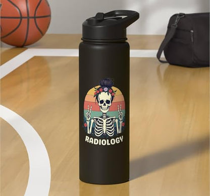 Funny Radiology Student Graduation Xray Technician Men Women Stainless Steel Insulated Water Bottle - color: Black