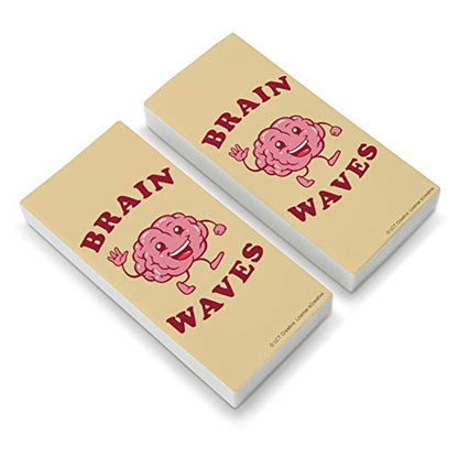 Brain Waves Waving Funny Humor Eraser Set of 2