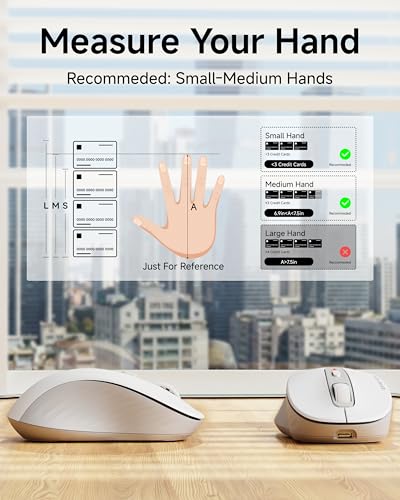 EWEAND Wireless Mouse, Dual-Mode 2.4 G/Bluetooth Mouse with 5 Adjustable DPI Levels up to 4000, Rechargeable Silent Computer Mouse for Laptop, MacBook, PC, Chromebook for Small&Medium Hands-White - color: White