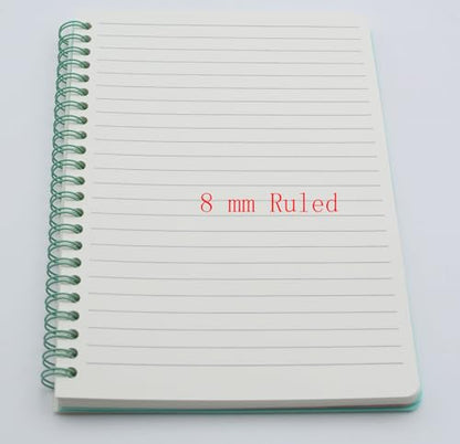Yansanido Spiral Notebook, 5 Pcs A5 Waterproof Softcover 8mm Ruled 80 Sheets/160 Pages Journals for Study and Notes (light)