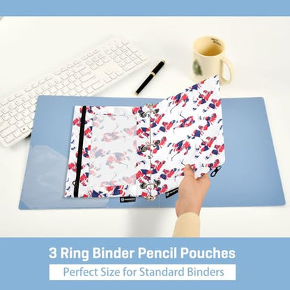 Binder Pencil Pouches Ice Hockey Pen Case Cartoon Players | Clear Window 3 Rings, Cosmetic Bags School Office Supplies Cosmetic Makeup Bag 2 Psc - color: Multicolored-4