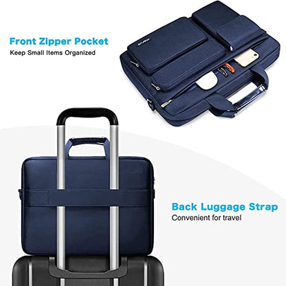 MOSISO Laptop Shoulder Bag 14 inch, 14 inch Computer Bag | Compatible with HP Lenovo Dell ASUS Acer, Dell Latitude with 2 Raised&1 Flapover&1 Horizontal Pocket&Handle&Belt, Navy Blue - color: Navy Blue, size: 14 inch