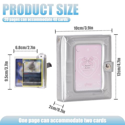 Small 1 Pocket Trading Mini Card Binder Collection with 40 Count for MTG, Sports,TCG Cards (Silver) - color: Silver