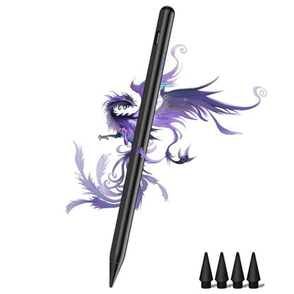 Stylus Pen for iPad (2018-2026), Fast Charge for iPad Pencil with Palm Rejection, Active Pen Compatible with Apple iPad A16 11/10/9/8/7/6, iPad Pro M5/M4/11/12.9", Mini 5/6, Air 3/4/5/M2/M3 (Black) - color: A19D-Black