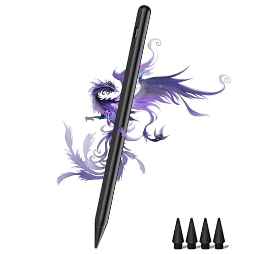 Stylus Pen for iPad (2018-2026), Fast Charge for iPad Pencil with Palm Rejection, Active Pen Compatible with Apple iPad A16 11/10/9/8/7/6, iPad Pro M5/M4/11/12.9", Mini 5/6, Air 3/4/5/M2/M3 (Black) - color: A19D-Black
