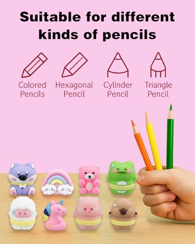 8 Pack Cute Pencil Sharpener for Kids, Fun Pencil Sharpener for Kids, Cartoon Handheld Little Pencil Sharpeners Bulk, Kawaii Stationary Gifts(Style 2) - style: Style 2