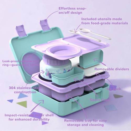 Bento Lunch Box for Kids Adult, Leakproof 3-4 Compartment Bento Box Set with Insulated Food Jar,Water Bottle, Lunch Bag, School Lunch Container for Toddler Teen Girls Boys Ages 3+(Butterfly) - color: Butterfly