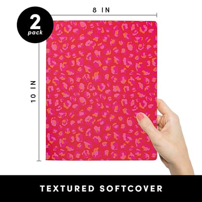 PAPERAGE Soft Cover Lined Journal Notebook, 2 Pack, (Bright Cheetah), 100 Pages, Large 7.5 inches x 9.5 inches, College Ruled, Ideal for Note Taking & Travel Journal - color: Bright Cheetah, style: Lined 100pgs (2 Pack)