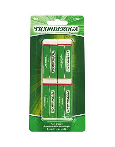 Ticonderoga Vinyl Erasers, White, 4 Count, 6 Packs (X38004)