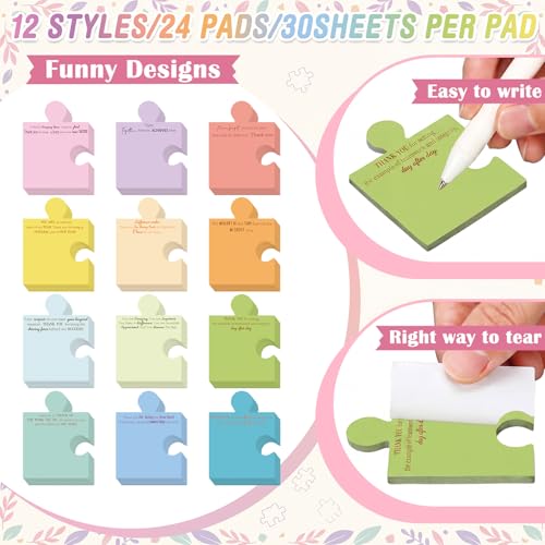 Yinder 24 Pads Team Employee Appreciation Sticky Notes Pads Bulk Cartoon Memo Self Adhesive Gift Office Desk Decor Team Retirement Farewell Gifts for Staff Coworker Teacher - style: Team