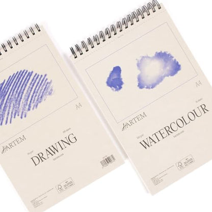 Hartem - A4 Sketch Book & 2B Graphite Pencil, Top Spiral Bound Sketch Pad, 100 Sheets, 60lb/90gsm Acid-Free Drawing Paper, Art Suppiles for Kids & Adults, Beginners & Professional Artists - size: A4 (8.3 × 11.7 in) + 2B Graphite Pencil