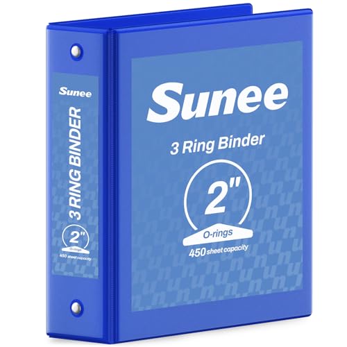 SUNEE 3 Ring Binder 2 Inch 1 Pack, Clear View Binder Three Ring PVC-Free (Fit 8.5x11 Inches) for School or Office Supplies, Cobalt Blue - color: Cobalt Blue, size: 2 Inch