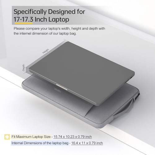 17.3 Inch Laptop Case Bag for HP 17.3 / Envy 17 17t/ Pavilion 17, Acer Nitro 5, Lenovo IdeaPad 3 17, ASUS VivoBook Pro 17 Carrying Protective Case(Light Grey) - color: Light Grey, size: 17-17.3 Inch