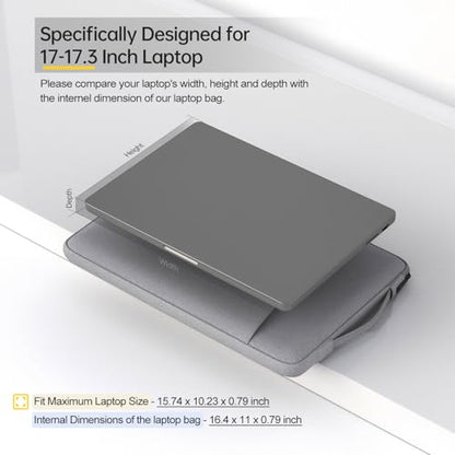 17.3 Inch Laptop Case Bag for HP 17.3 / Envy 17 17t/ Pavilion 17, Acer Nitro 5, Lenovo IdeaPad 3 17, ASUS VivoBook Pro 17 Carrying Protective Case(Light Grey) - color: Light Grey, size: 17-17.3 Inch