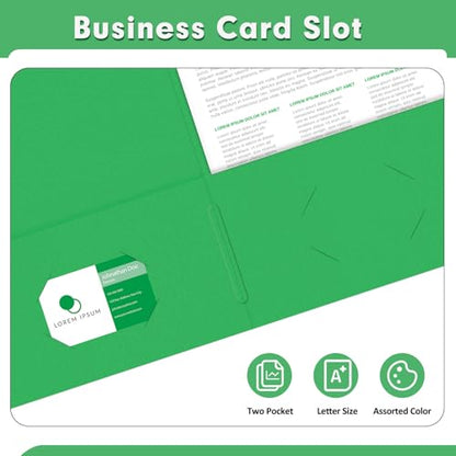 Two Pocket Folders, PANDRI 30 Pack 2 Pocket Folders, Letter Size Paper File Folder for School Office Home Business, Green - color: Green