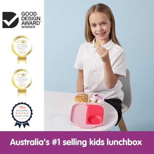 b.box Mini Lunch Box Kids | 4.25 Cup Leak Proof Bento Box for Kids Ages 3+ | 3 Compartment Snack Containers, School Lunch Container, Dishwasher Safe, BPA-Free, PFAS-Free - Flamingo Fizz - color: Flamingo Fizz, size: 1-pack