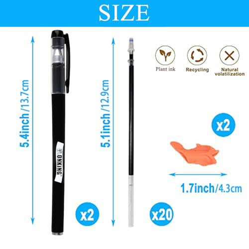 Monking 20Pcs Magical Pen Refills Reusable Magic Practice Copybook,Drawing Pen of Invisible Ink, (20 pcs Blue Refills +2 Pens) - style: 20Refills