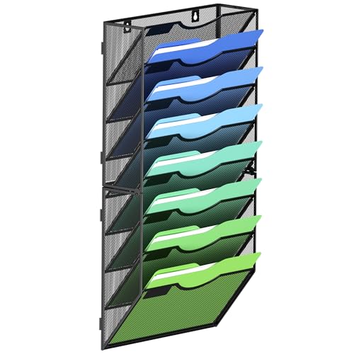 Kuntine.B Wall File Organizer Office Hanging Magazine Holder Wall File Organizer for Office Home - color: Black, size: 8 Tier & No Hangers