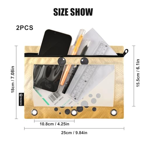 ZAZYXTJ Custom Personalized Bubble Tea Print Binder Pencil Pouchs 3 Ring | with Zipper Clear Window Office Organizers bag for School Students Teacher Supplies 2 Pack - color: Boba