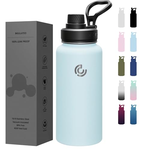 Sports Water Bottle 32oz, Insulated Water Bottle with Handle,Stainless Steel,Simple Modern,Suitable for Travel, School, Boy, Girl(FOG) - color: FOG, size: 32 Ounces