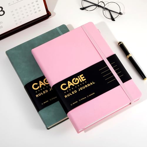 CAGIE Lined Journal Notebook, 320 Pages College Ruled Notebook, 100 Gsm Paper Thick Journal, B5 Hardcover Leather Journals for Writing Women, 7.6x10 In, Pink - color: Pink, style: Lined B5