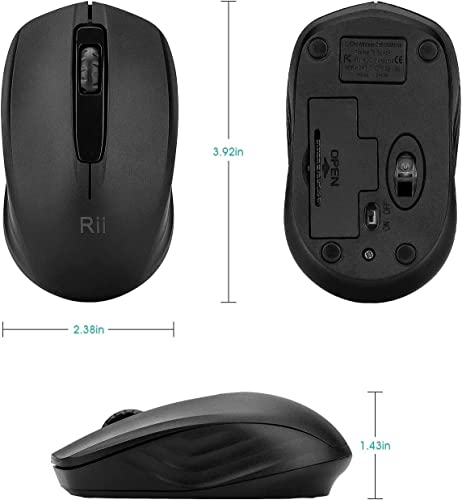 Rii Wireless Mouse,2.4G Portable Computer Mice for PC, Laptop, Windows,Office Included Wireless USB dongle (2-Pack(Black)) - color: 2-Pack(Black)