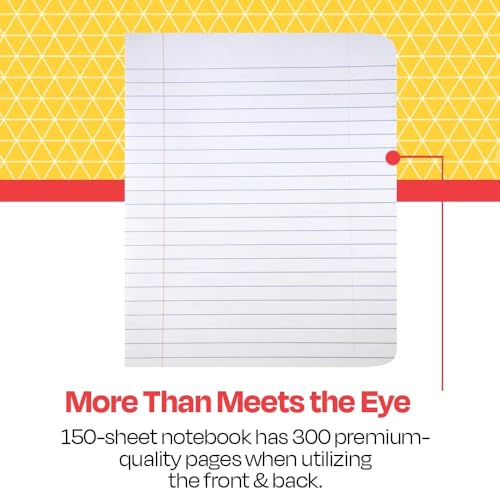 School Smart Hard Cover Ruled Composition Book, 150 Sheets, 9-3/4 x 7-1/2 Inches - 086769