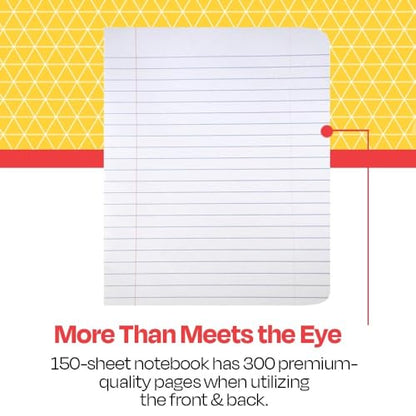 School Smart Hard Cover Ruled Composition Book, 150 Sheets, 9-3/4 x 7-1/2 Inches - 086769