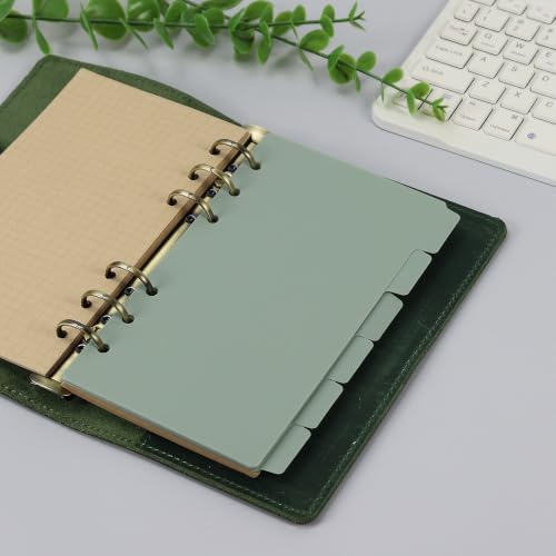 Koqye 12PCS Sage Green Personal Dividers with 6 Tabs & Planner Stickers | 3.75" x 6.75", Plastic Blank Side Tab Dividers Refillable Page Protectors for 6-Ring Binders, Planner, Agenda - color: Sage Green- 2 Sets