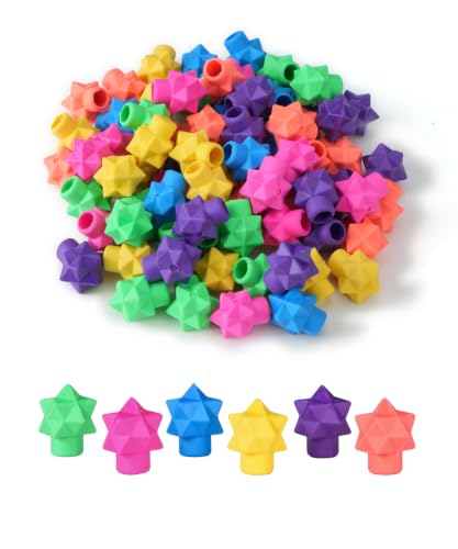 Mr. Pen- Pencil Top Erasers, 102 Pack, Latex-Free | No-Smudge Cap Pencil Erasers for Precise Erasing, Kids, Teachers, Studying Supplies - color: Vibrant, size: 102 Pack