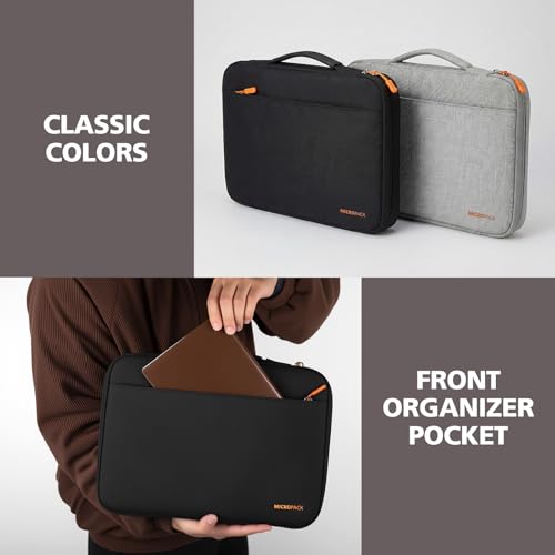 Micropack 360°Protective Laptop Sleeve Case with Handle for 14-inch MacBook Water-Resistant Laptop Bag for HP Lenovo Dell Acer Slim Travel Computer Bag,Black (Black, 14inch)