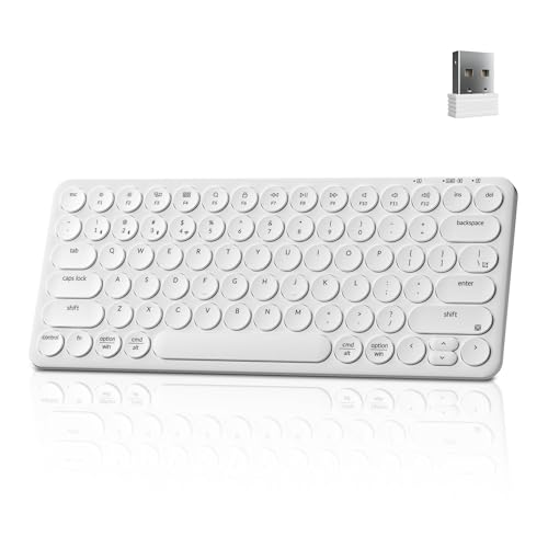 Keychron B3 Pro 75% Ultra-Slim Wireless Keyboard, 2.4GHz, Bluetooth 5.2 / Wired USB Connection, Portable Silent White Bluetooth Keyboard for Mac Windows Linux Tablet Phone - color: White