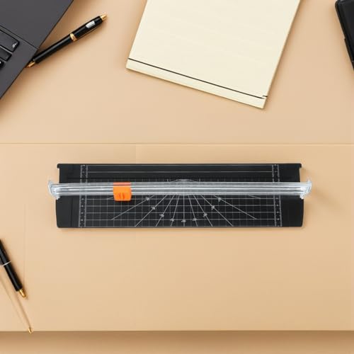 Healifty 2pcs Paper Cutter Mini Foldable Paper Trimmer with Ruler for Precise Photo Edge Cutting Lightweight Portable Scrapbooking Tool for Cardstock Labels Black
