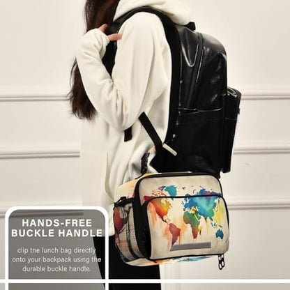 Map Color Kids Lunch Box Insulated Lunch Bags Cooler Tote Bag with Removable Shoulder Strap for Boy Girl Student 20848239 - color: Map Color