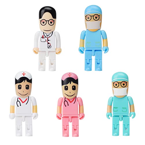5 x 8GB Cute USB Flash Drive, Doctors Nurses Memory Stick Drive Pendrive Gift for Kids, Teacher, Friends - color: 5xDoctors, size: 8GB