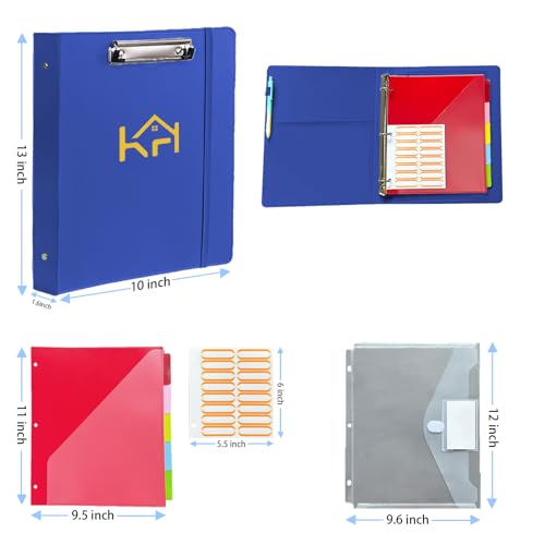 3 Ring Binder 1 Inch, Binders with Clipboard, 5 Dividers with Pockets, and Labels for School and Office (Dark Blue, Letter Size) - color: Dark Blue