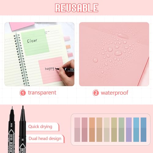 Jutom 39 Pcs Aesthetic Book Annotation Kit Highlighter with Case Bag Gel Pen Transparent Sticky Note Taking Bible Supplies(Pink,Kawaii Style) - color: Pink, style: Kawaii Style