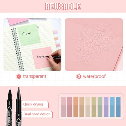 Jutom 39 Pcs Aesthetic Book Annotation Kit Highlighter with Case Bag Gel Pen Transparent Sticky Note Taking Bible Supplies(Pink,Kawaii Style) - color: Pink, style: Kawaii Style